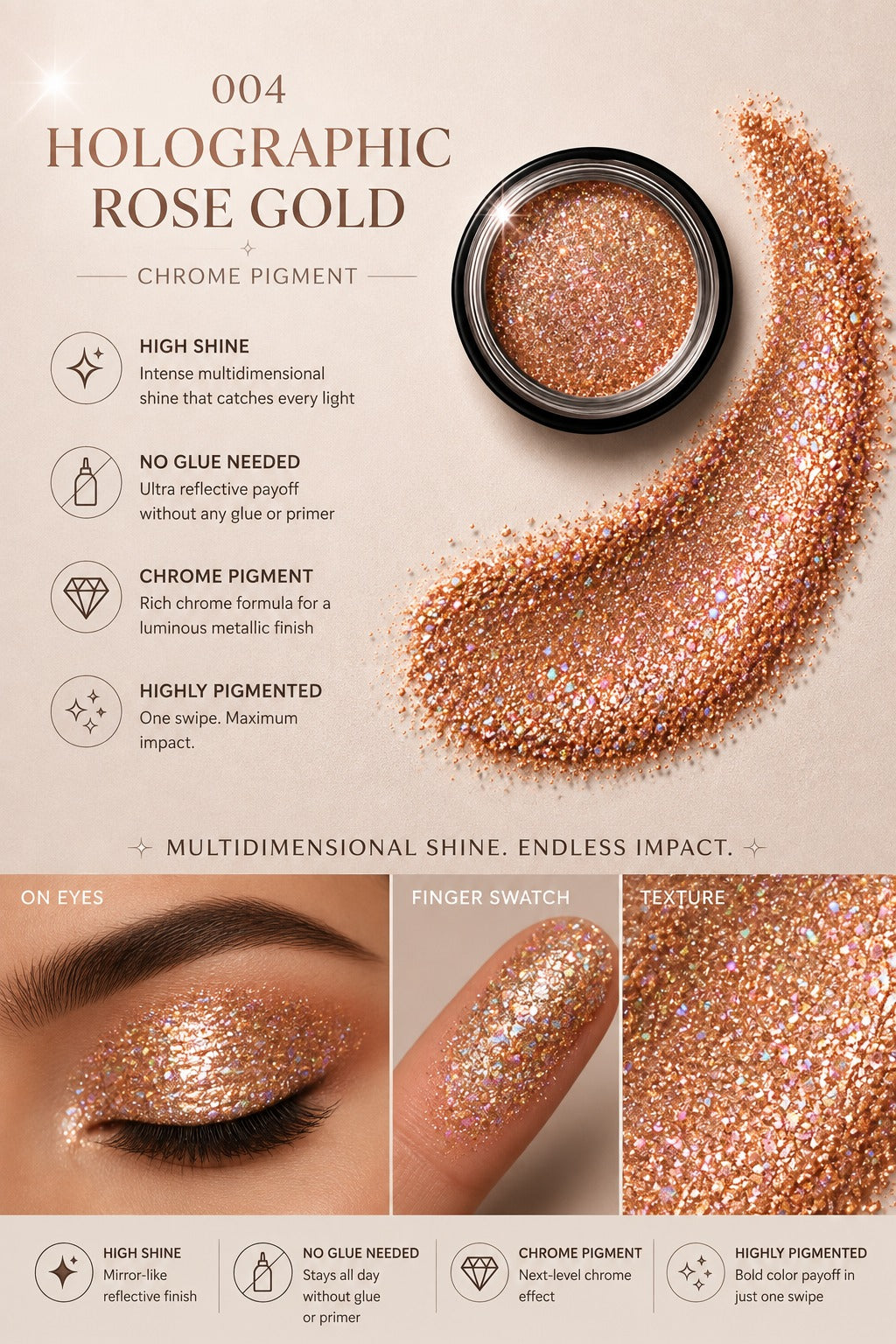 International Pigment - Holographic Rose Gold 004